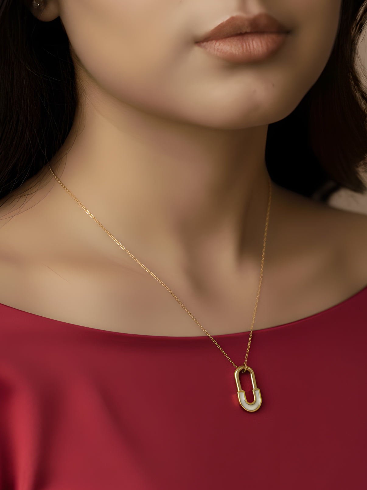 Rectangle Link Pendant Necklace