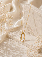 Rectangle Link Pendant Necklace