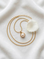 Pearl Drop Circle Necklace