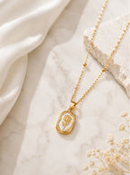 Gold Plated Rose Floral Pendant Anti Tarnish Necklace for Women