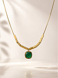 Emerald Round Pendant Necklace