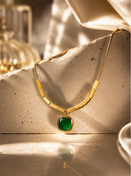 Emerald Round Pendant Necklace