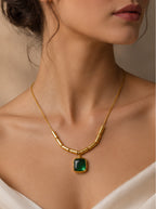 Emerald Round Pendant Necklace