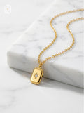 Citrine Rectangle Pendant Necklace