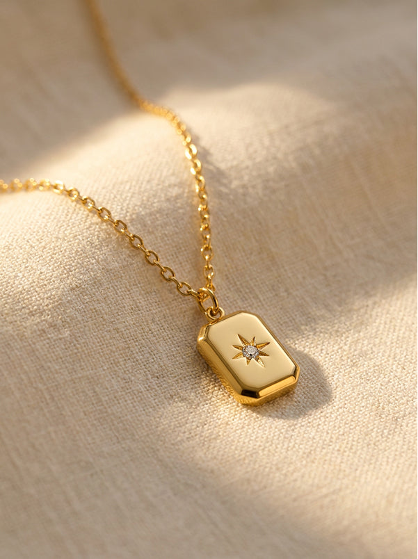 Citrine Rectangle Pendant Necklace