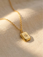 Citrine Rectangle Pendant Necklace