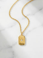 Citrine Rectangle Pendant Necklace
