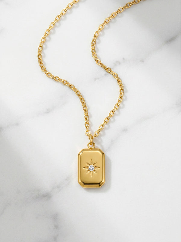 Citrine Rectangle Pendant Necklace