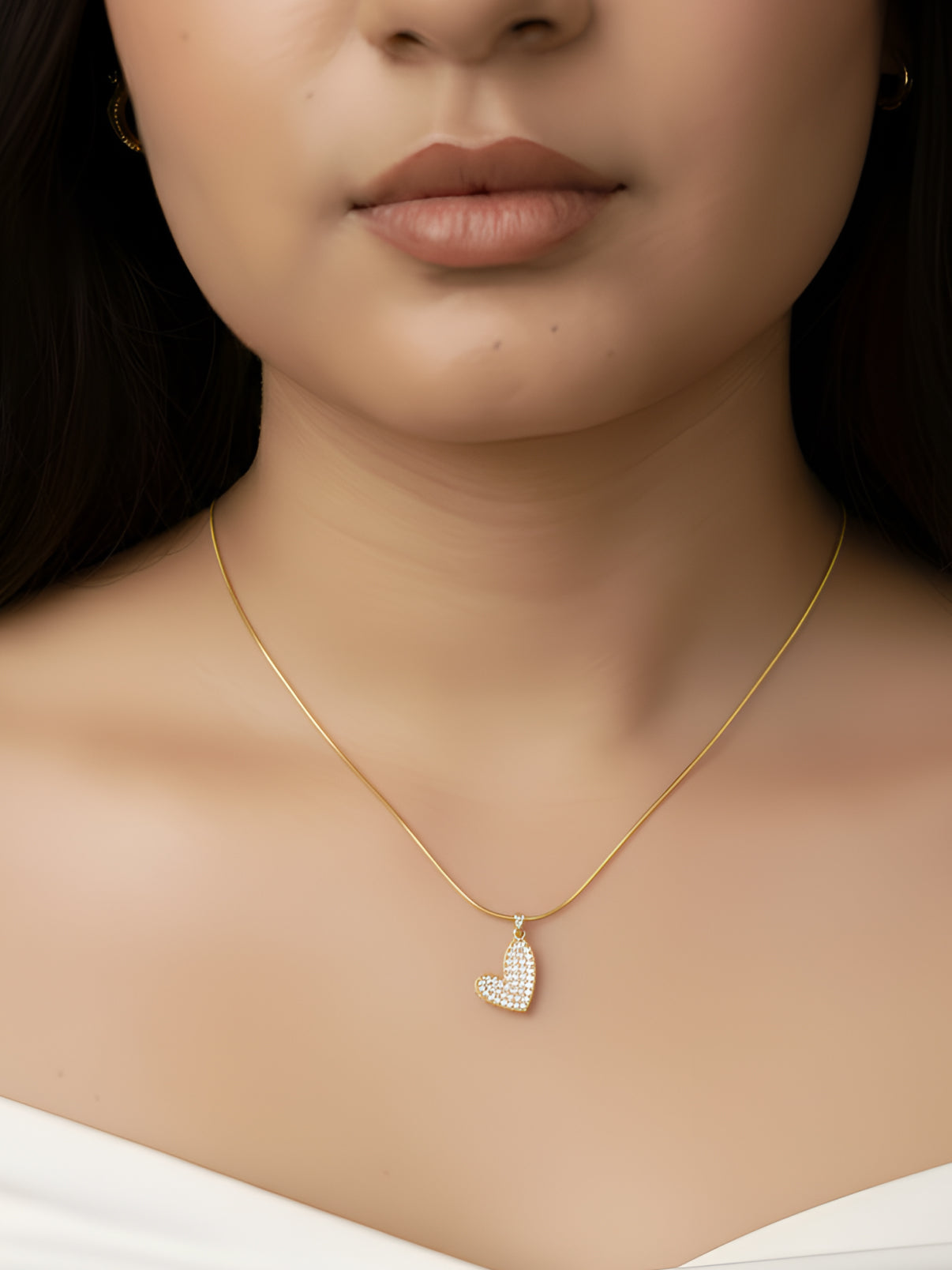 Pave Heart Pendant Necklace