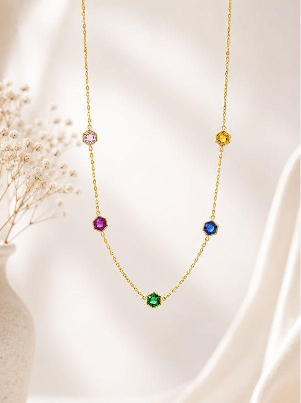Multi-Gemstone Station Necklace