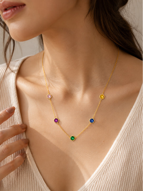 Multi-Gemstone Station Necklace
