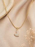 Gold plated Pave Heart Pendant Necklace