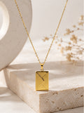 Engraved Rectangle Pendant Necklace