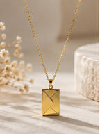 Engraved Rectangle Pendant Necklace