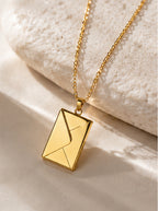 Engraved Rectangle Pendant Necklace