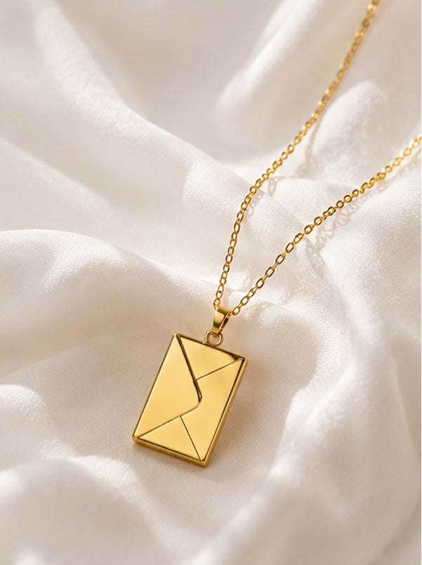 Engraved Rectangle Pendant Necklace