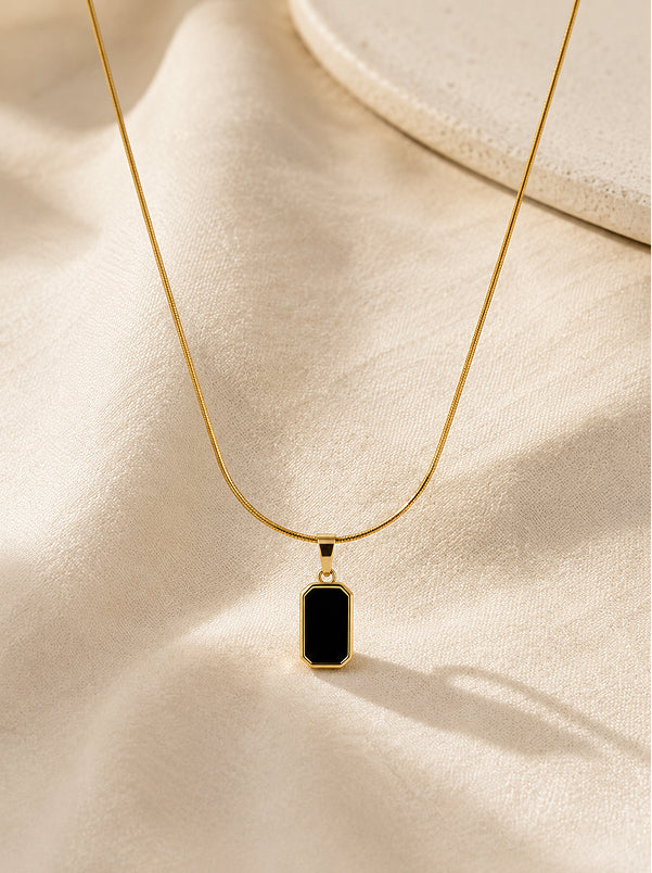 Black Onyx Bar Necklace