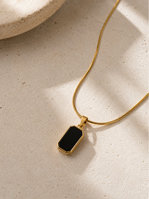 Black Onyx Bar Necklace