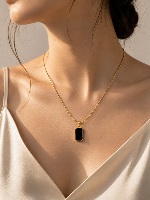 Black Onyx Bar Necklace