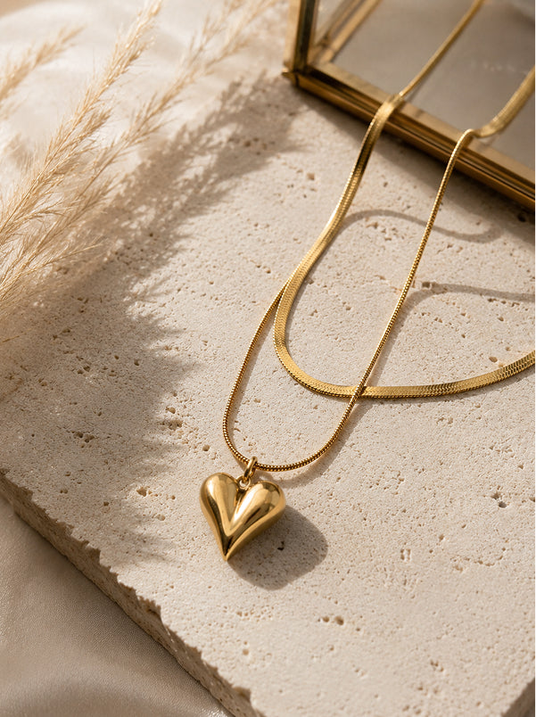 Puffed Heart Pendant Necklace