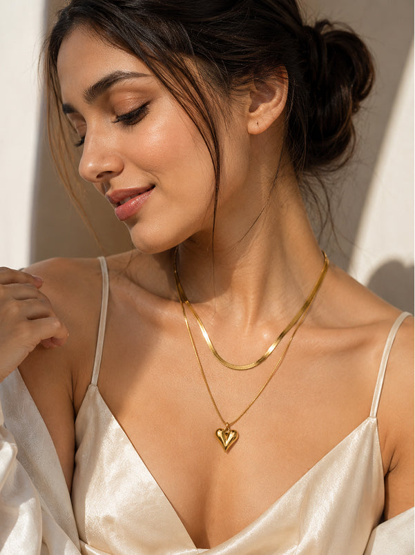 Puffed Heart Pendant Necklace