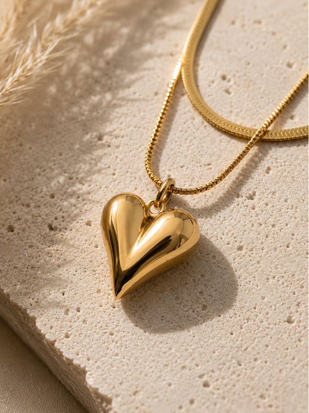 Puffed Heart Pendant Necklace