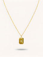 Citrine Rectangle Pendant Necklace