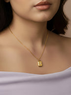 Citrine Rectangle Pendant Necklace