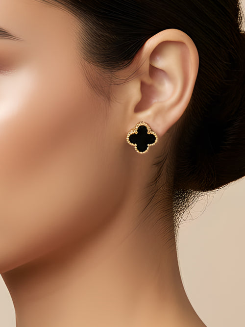 Black Clover Stud Earrings