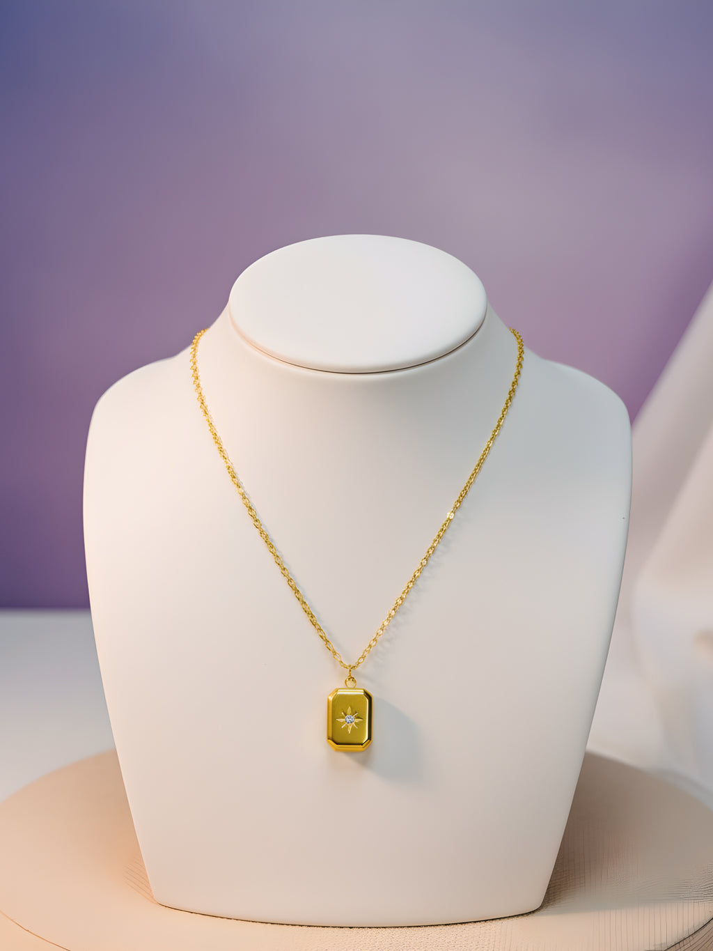 Citrine Rectangle Pendant Necklace