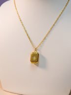 Citrine Rectangle Pendant Necklace