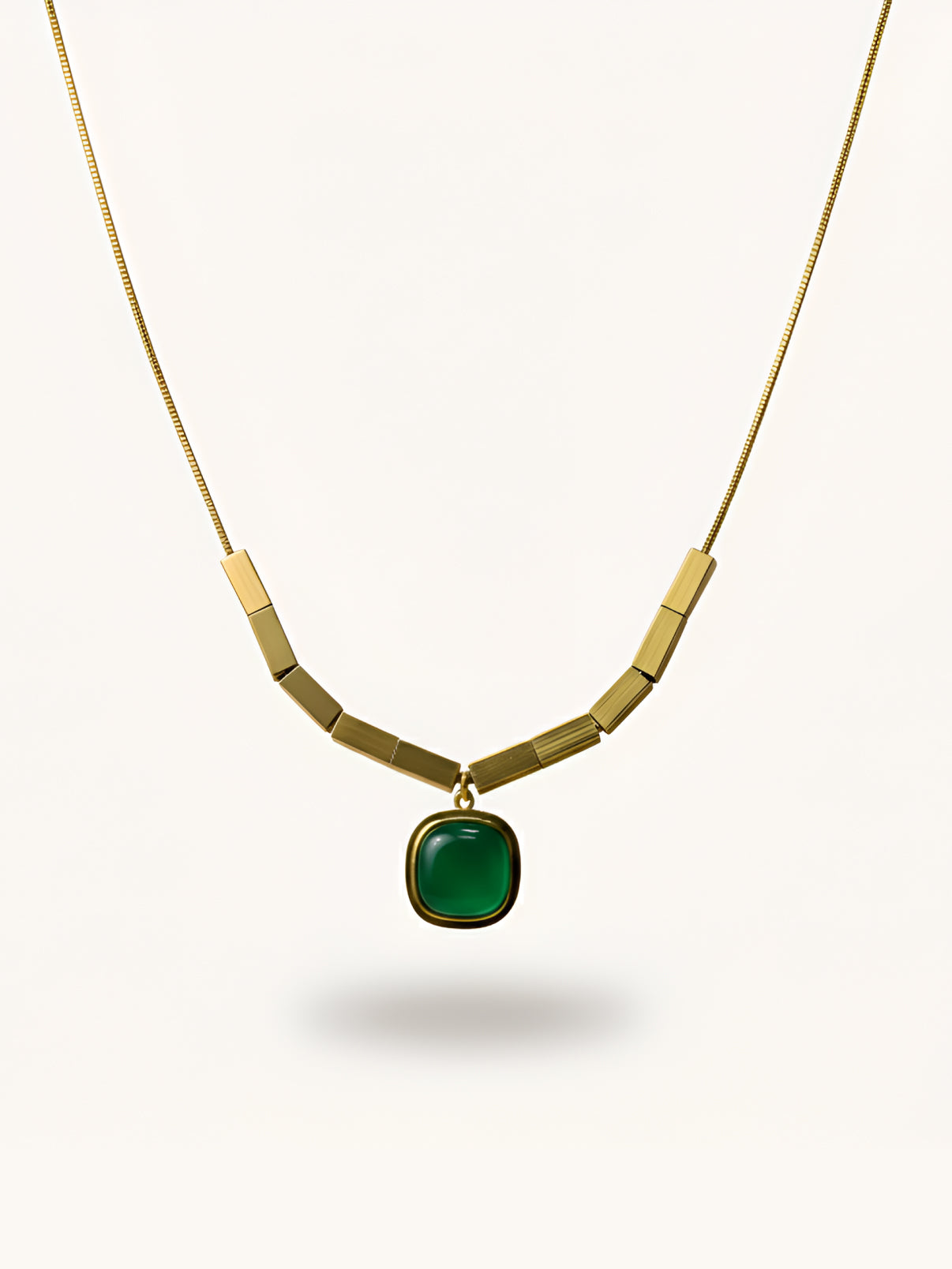 Emerald Round Pendant Necklace