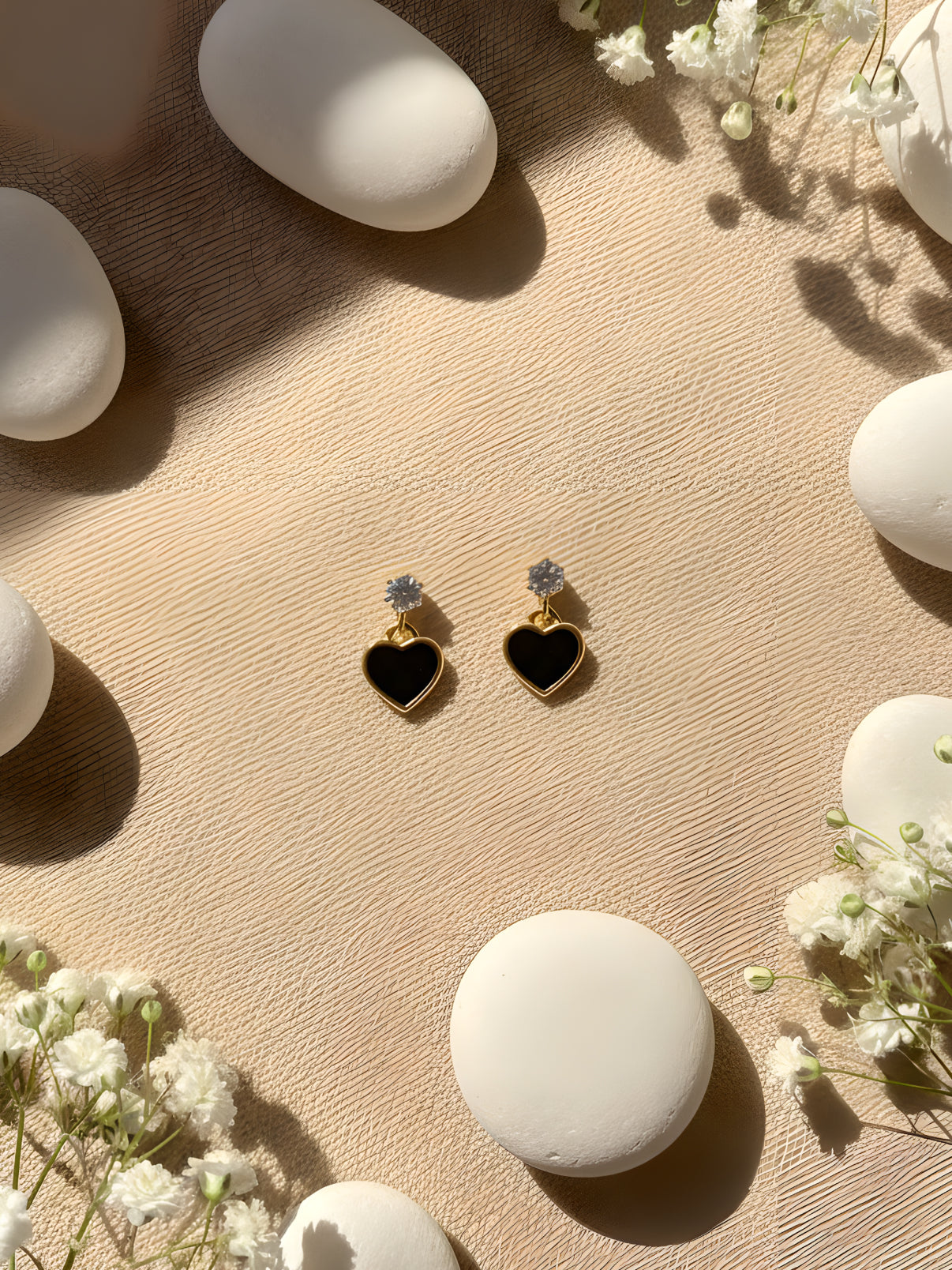 Black Heart Drop Earrings