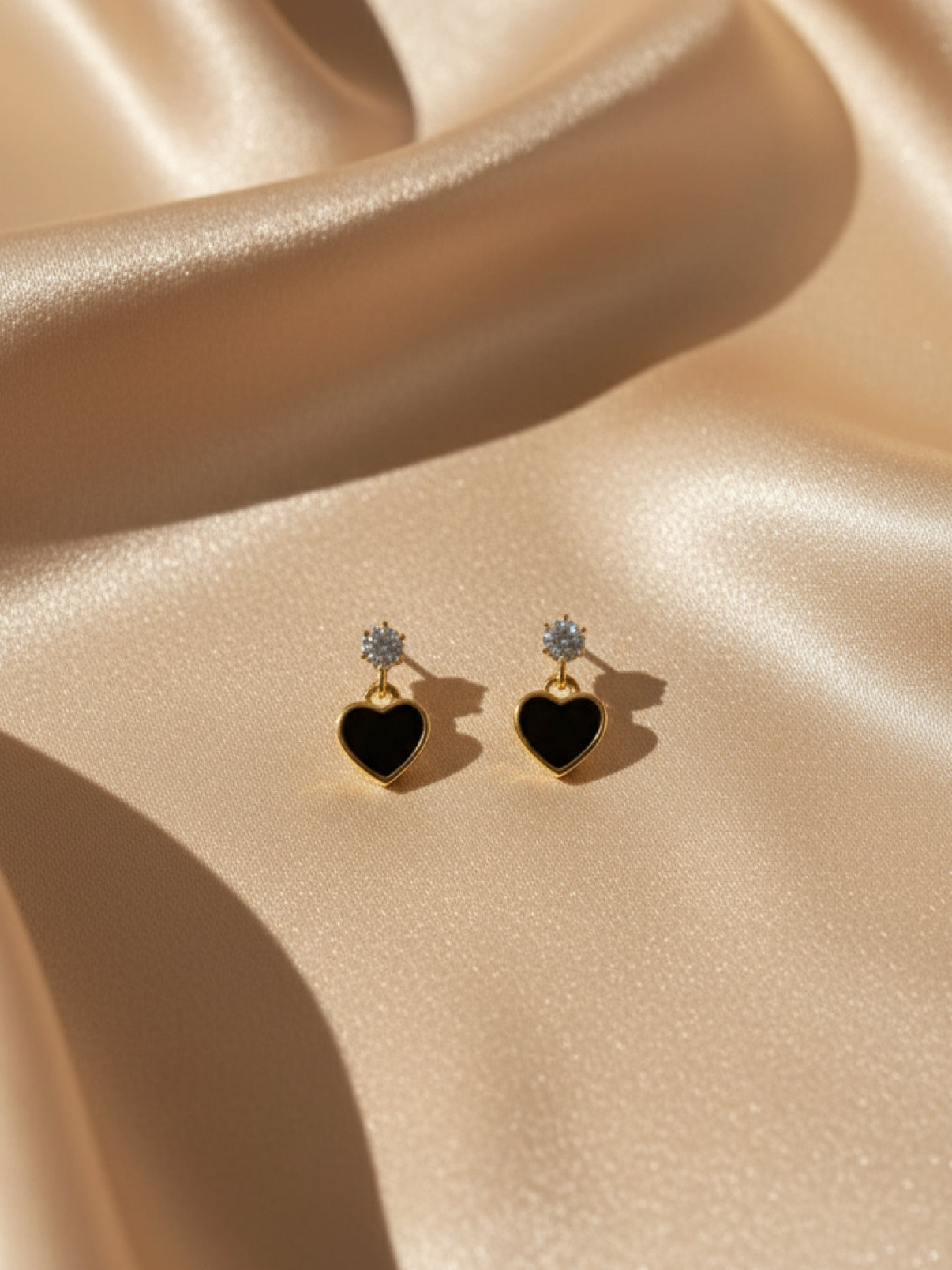 Black Heart Drop Earrings