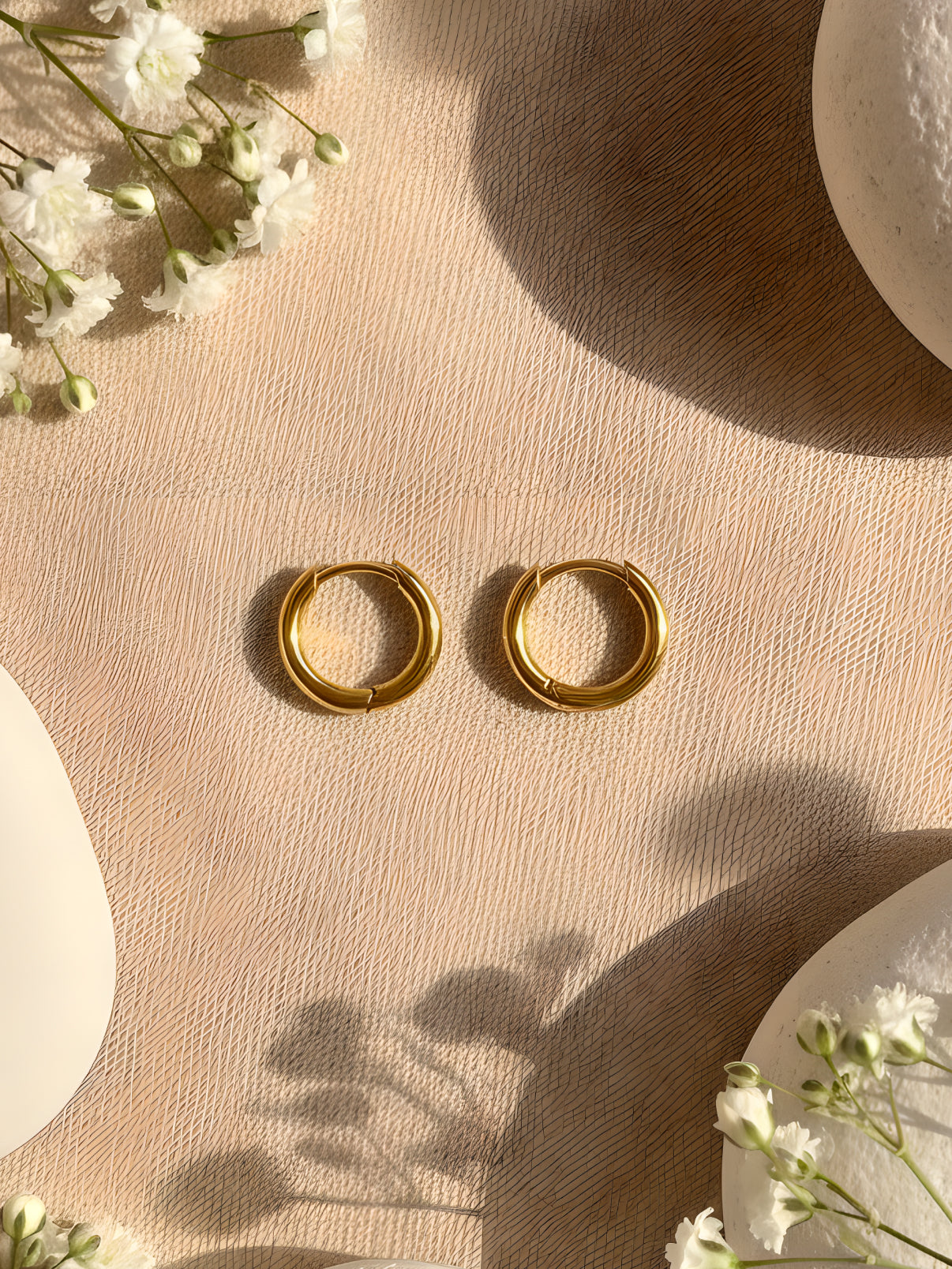 Circle Pearl Gold Stud Earrings