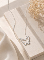 Butterfly Outline Silver Pendant Necklace
