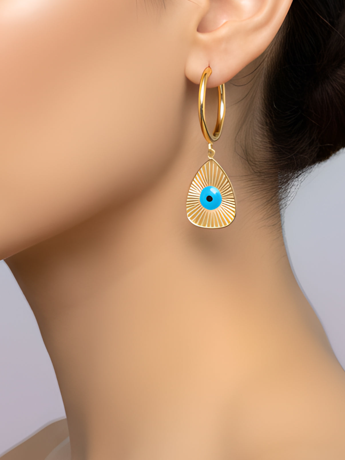 Turquoise Oval Drop Hoop Earrings