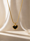 Black Heart Gold Pendant Necklace