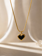Black Heart Gold Pendant Necklace