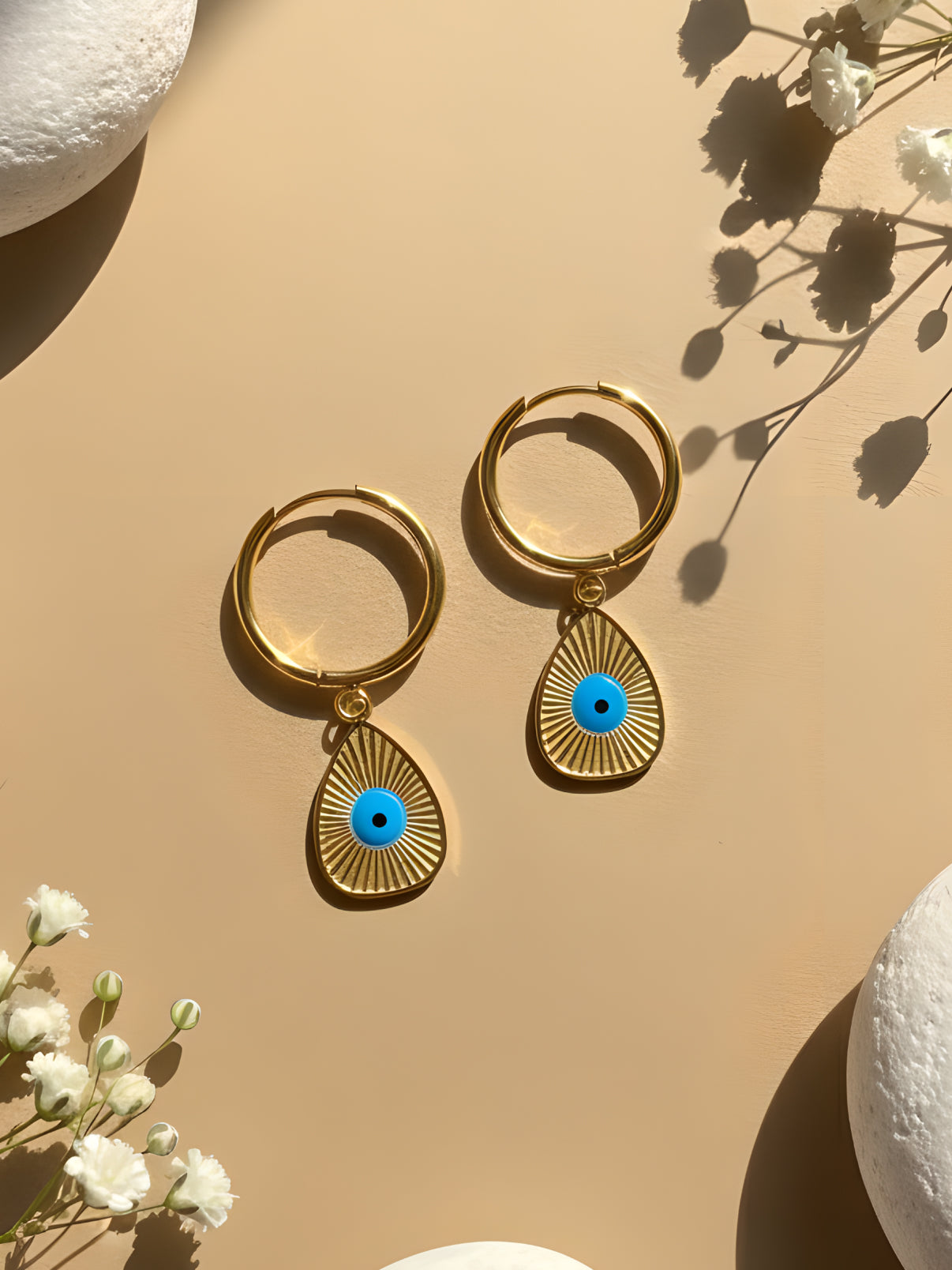 Turquoise Oval Drop Hoop Earrings