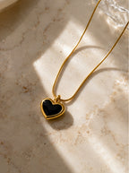 Black Heart Gold Pendant Necklace