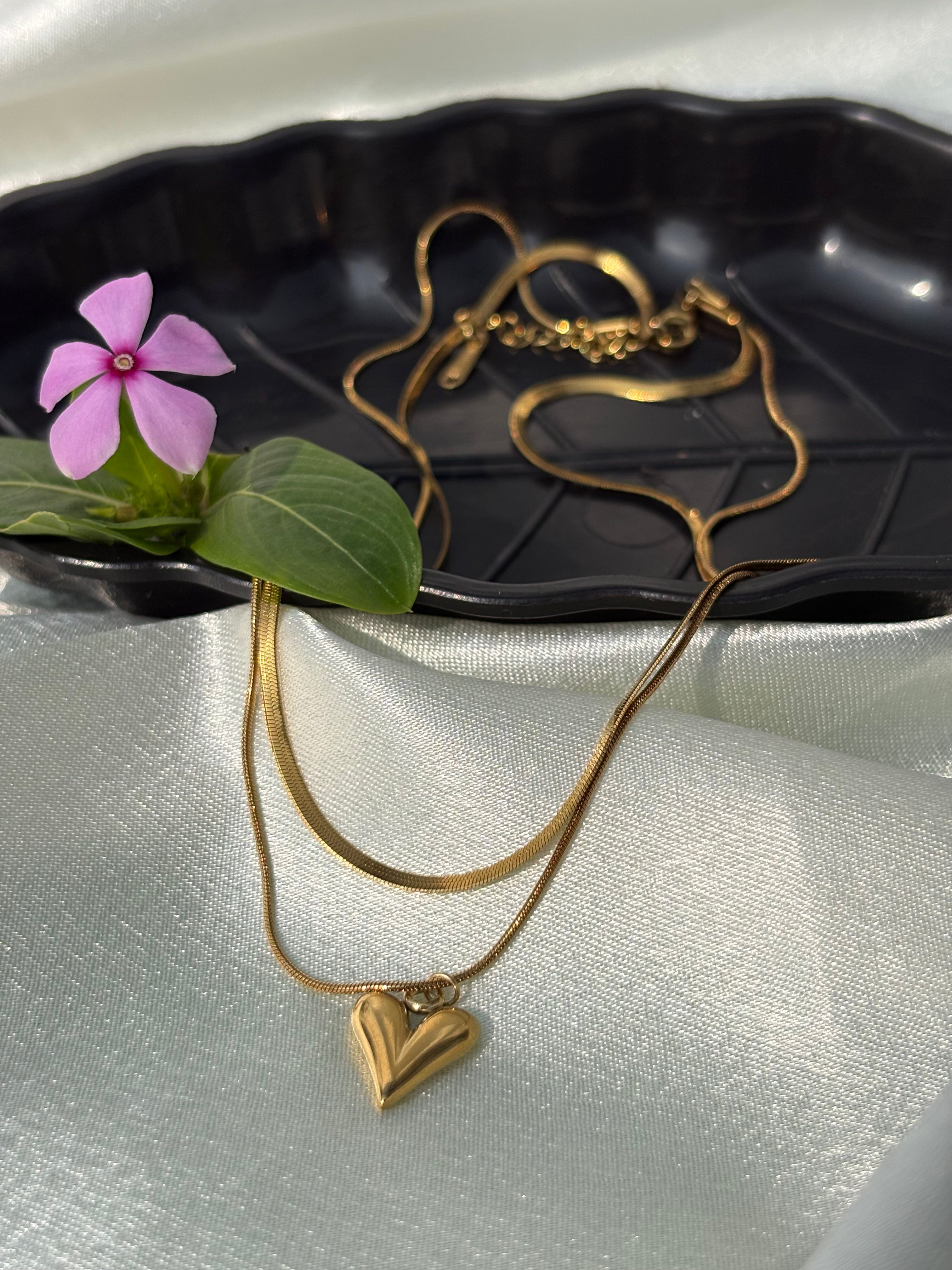 Puffed Heart Pendant Necklace