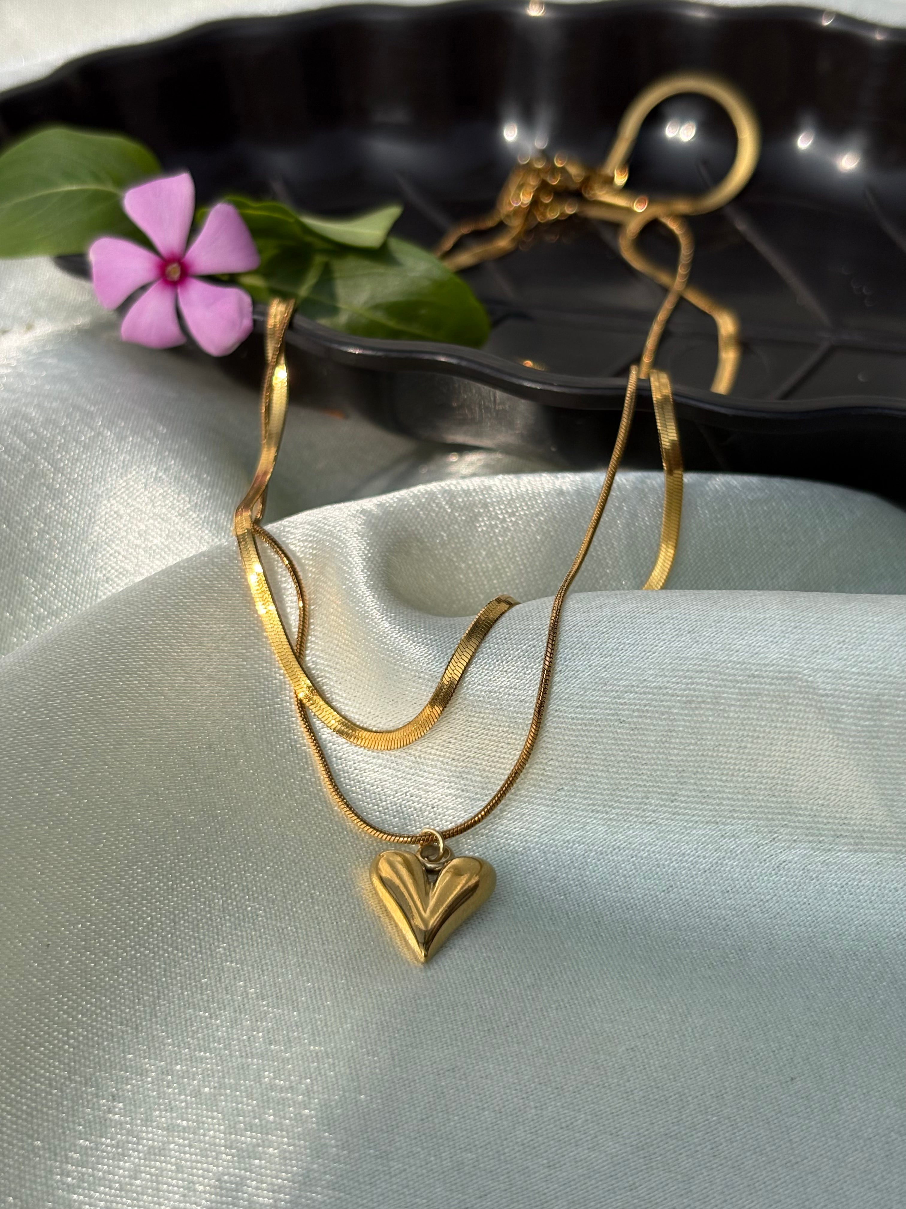 Puffed Heart Pendant Necklace