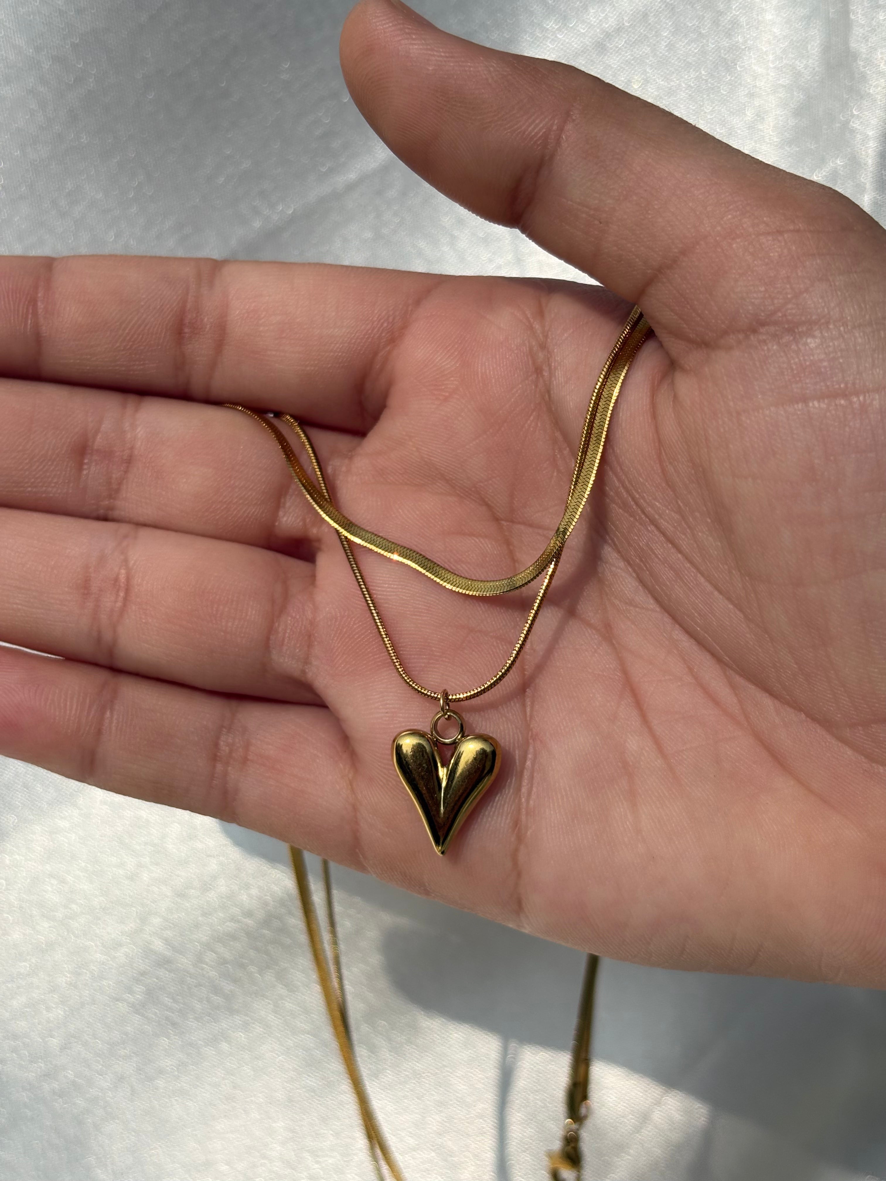 Puffed Heart Pendant Necklace