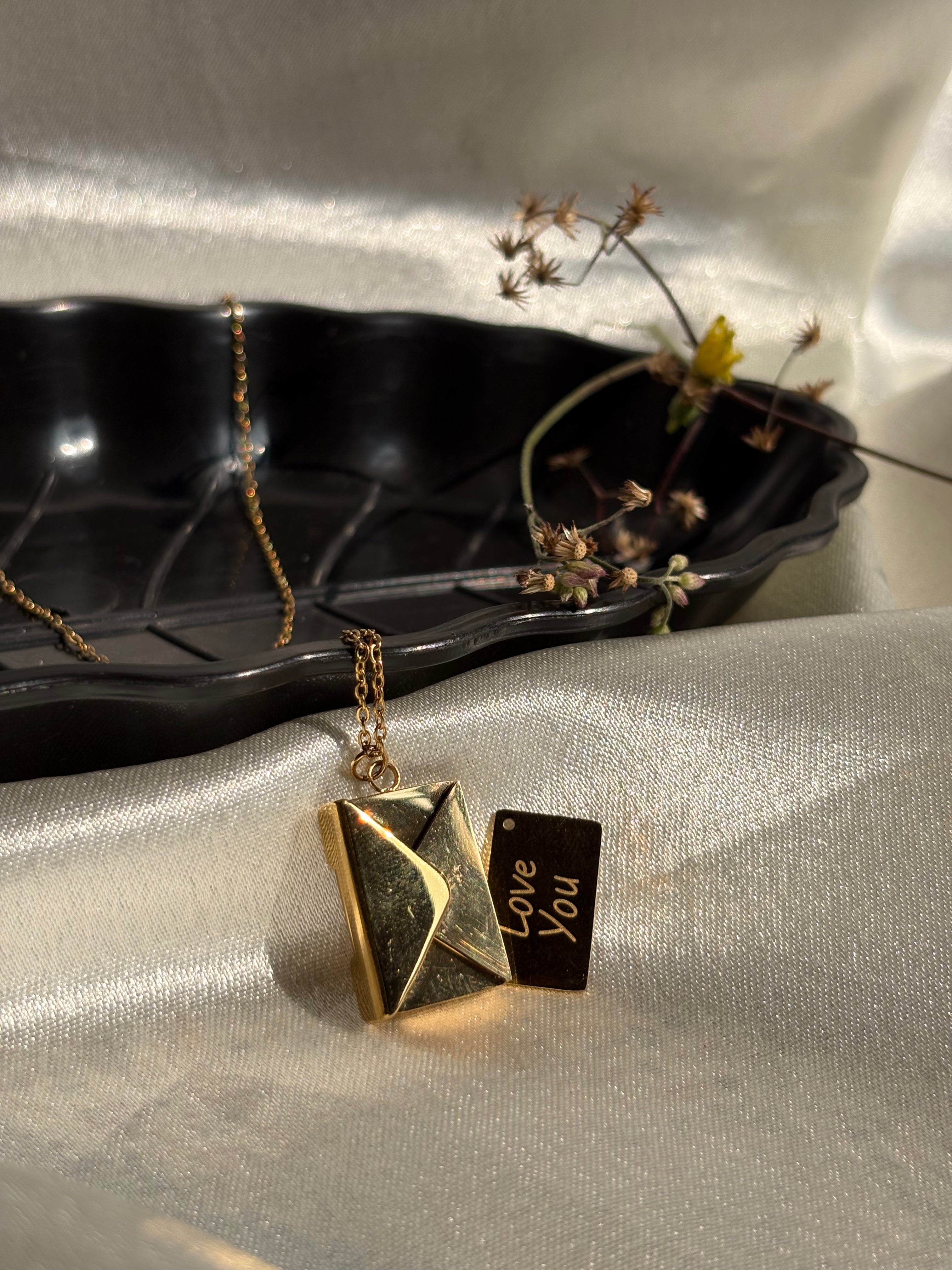 Engraved Rectangle Pendant Necklace