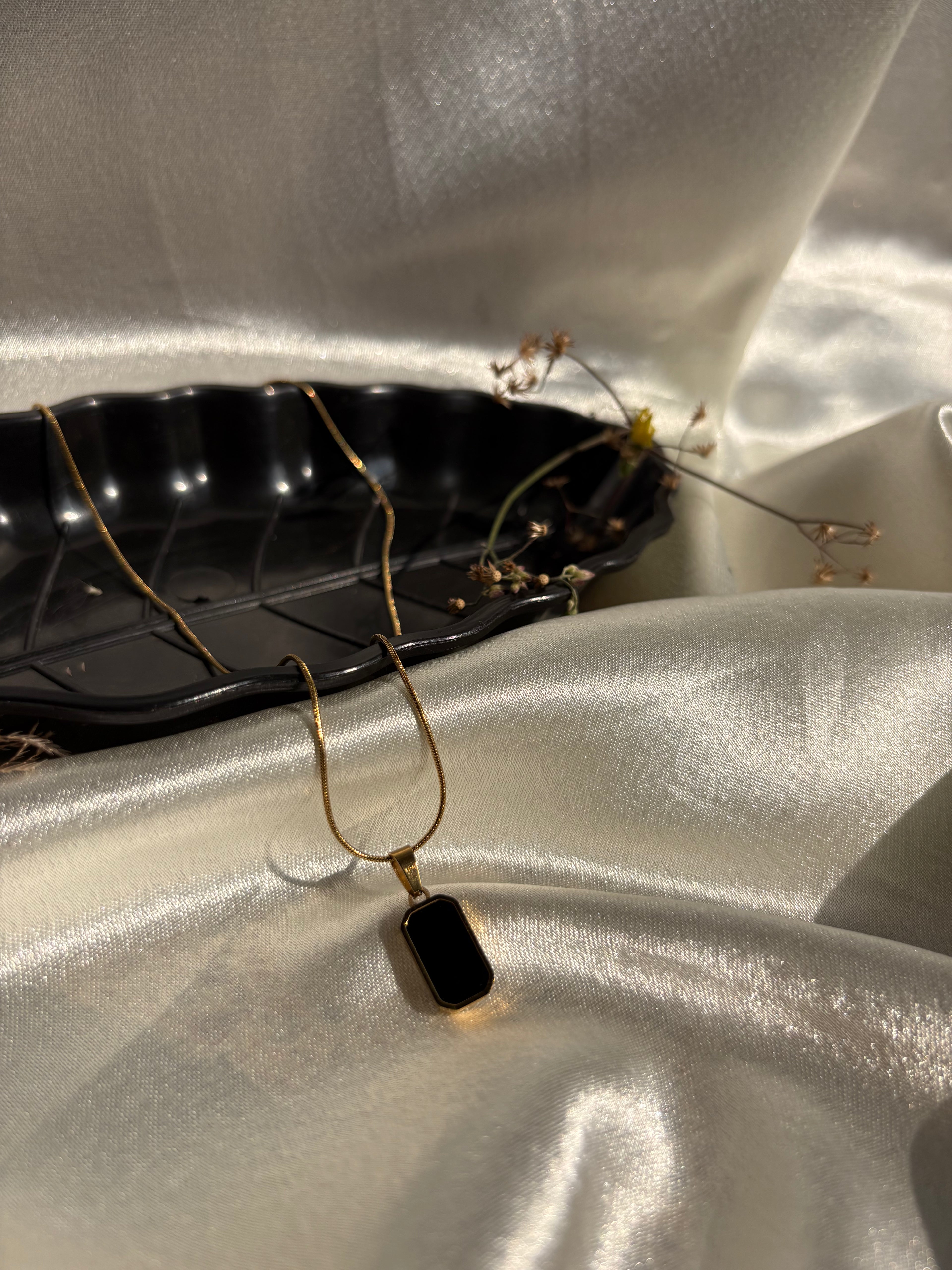 Black Onyx Bar Necklace