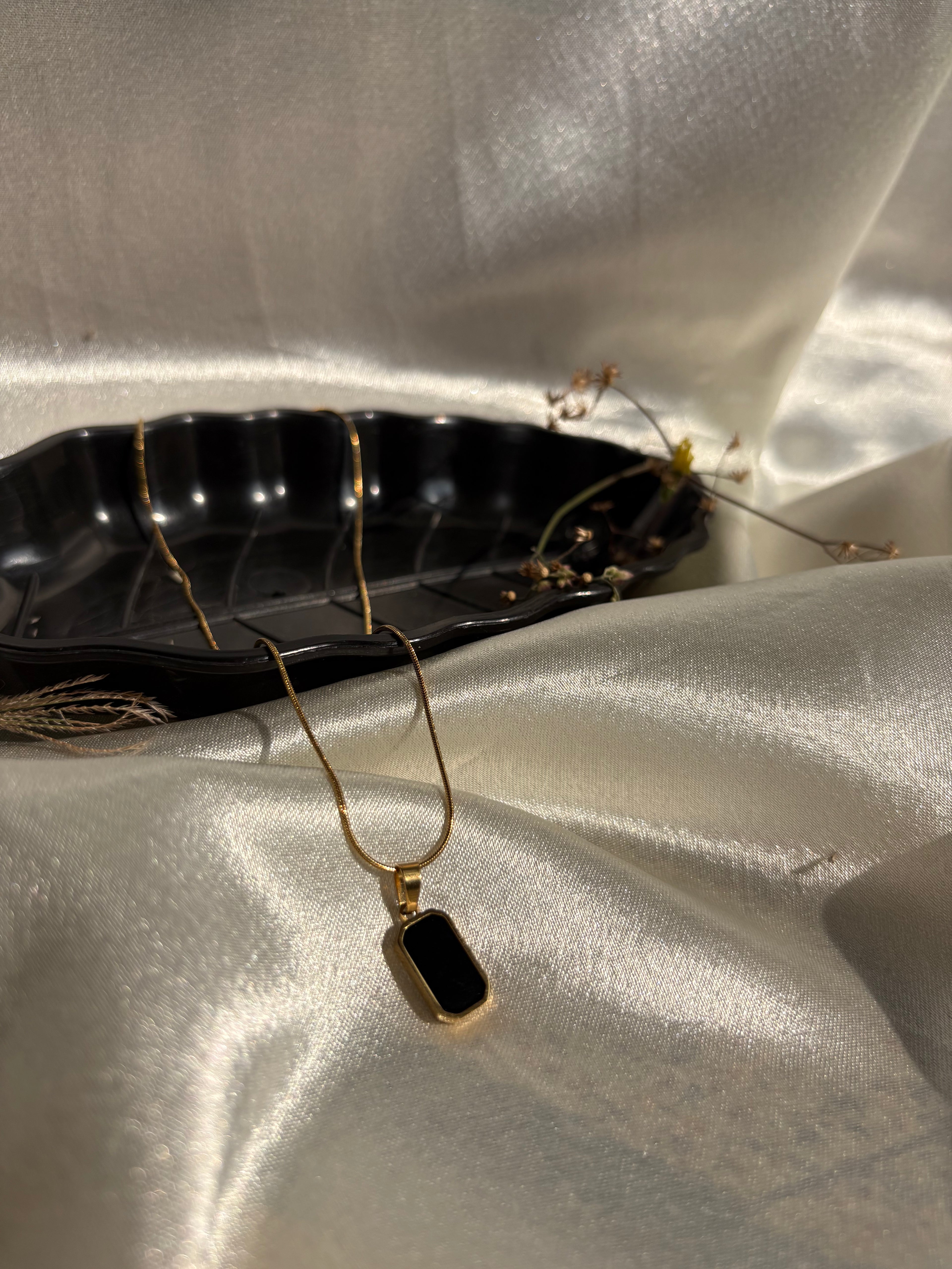 Black Onyx Bar Necklace