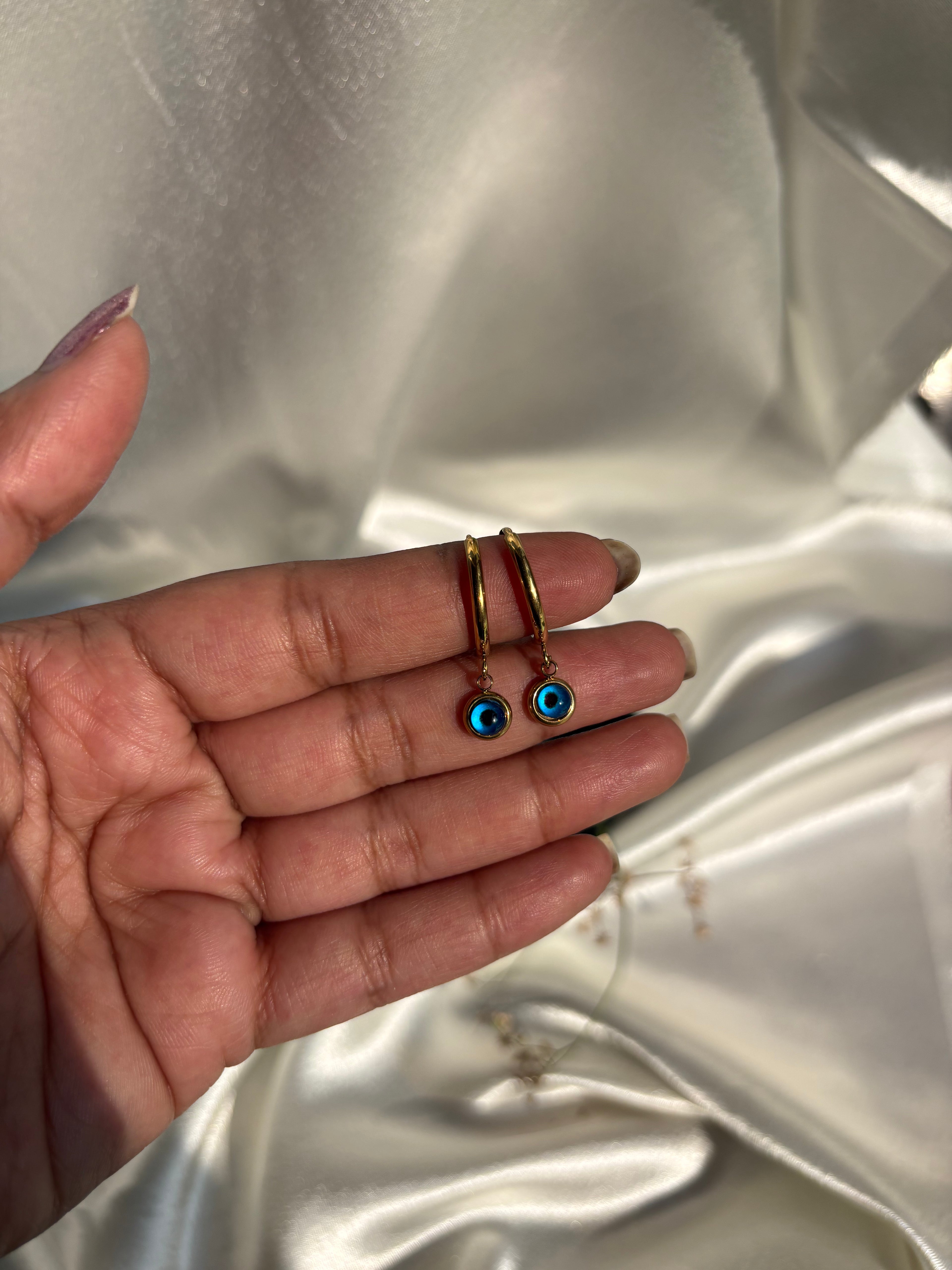 Turquoise Drop Hoop Earrings